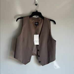 Zara Light Gray Pinstripe Vest